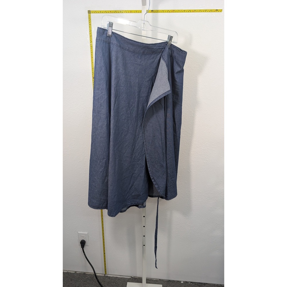 Afghan Blue Denim Wrap Midi Skirt Tulip Hem Tie Waist Size 38 Mens Womens